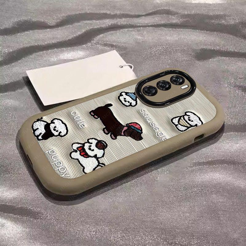 Premium Full Coverage Silicone Phone Case OPPO Reno12 Pro Reno11 With Embroidered Dog Design Shockproof Anti-Drop OPPO Reno12