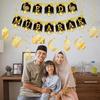 Ramadan Mubarak Banner Bunting Garland With Eid Lantern Moon Castle Sign For Islamic Festival Wall Hanging Party Decor