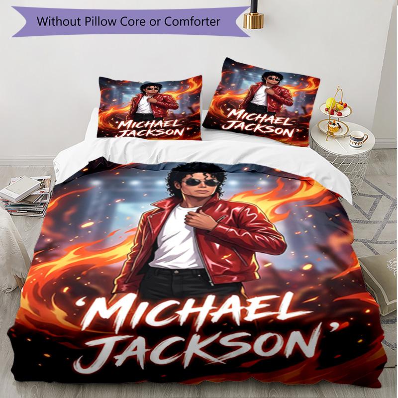 3pcs Duvet Cover Set (1*Duvet Cover + 2*Pillowcase, Without Core), Michael Jackson Print Soft All‑Season Bedding Set, Home Bedroom Decor Gift