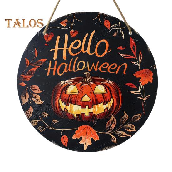 

Хеллоуїн Дерев яна дверна табличка Привид Гарбуз Відьма Гном Кругла дверна вішалка Передні двері Настінний висить Вітальна табличка Внутрішня зовнішня прикраса 20x20cm