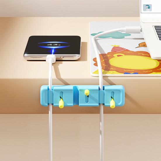 Toggle Switch Cable Holder Clip 3 Slots Self-adhesive Home Office Desk Phone Charging Data Cord Organizer Keeper Power Wire Management Clip