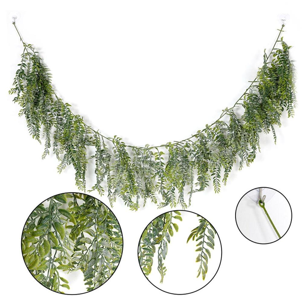 Creative Green Artificial Plant Vine 190cm Plastic Lifelike Leaves Vine Photo Props Ornament Plant Wall Wedding Arch