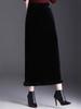Velvet High-Waist Slit Pencil Skirt - 2025 Winter Collection