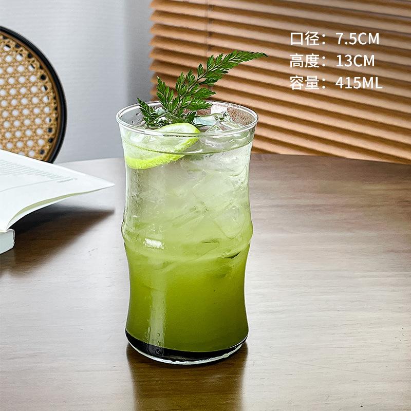 

Однослойная чашка высокой ценности, простая бытовая бамбуковая чашка, чашка для напитков из высокоборосиликатного стекла, термостойкое утолщенное стекло 415ml