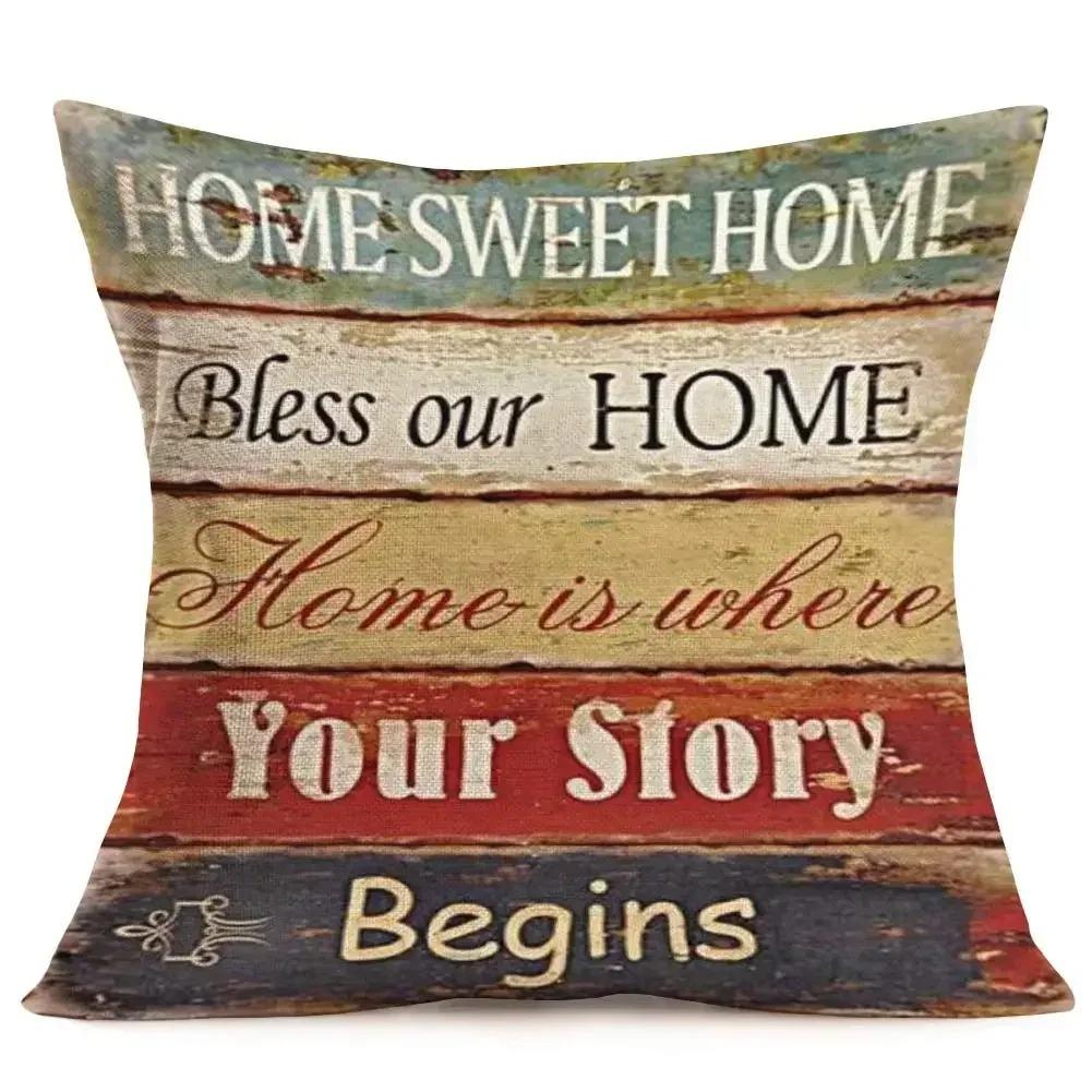Home Decor Inspiring Family and Cabin Rule Pillow Covers Pattern Cushion Cover Suitable for Sofa Bedroom Car Pillow Cover