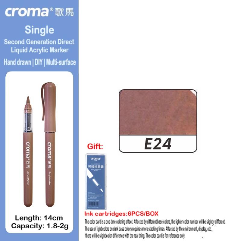 Croma 160/1 Farben Nachfüllbares Direktflüssig-Acrylmarker-Set mit Weicher Spitze, Waschbarer Aquarellpinsel Schulausstattung