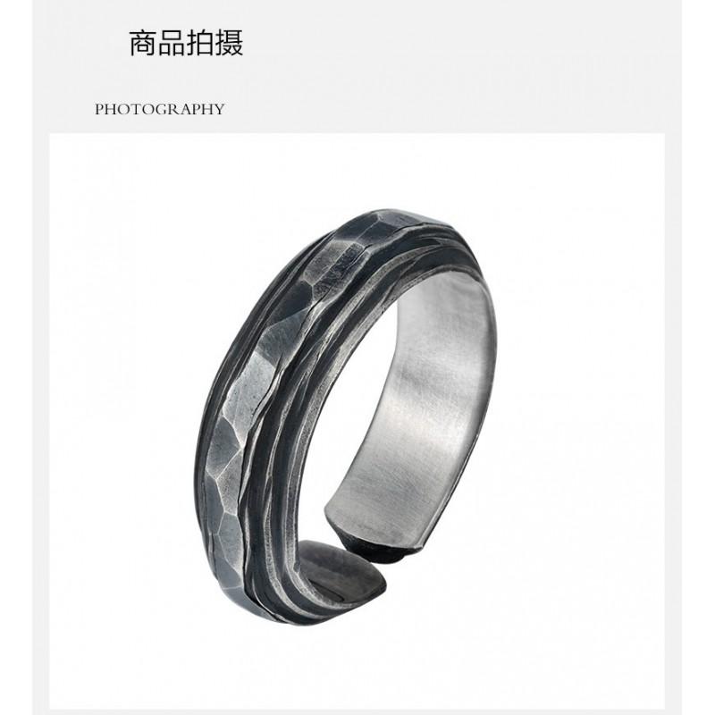 Adjustable Open Ring Men Women Vintage Rock Texture Geometric Skull Design Plated Unisex Finger