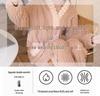 Set Pijama Coral Fleece de Toamnă/Iarnă pentru Femei - Halat de Baie Lung de Catifea și Cămașă de Noapte