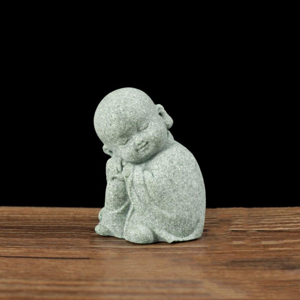 Cute Mini Bald Monk DIY Buddha Statue Durable Little Monk Ornament  Meditation Home