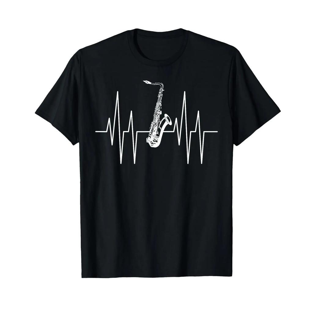 Sponsored Ad Heartbeat Heart Line Rate Saxophone T Shirt Vintage Breathable Comfortable Designer Clothes Versatile