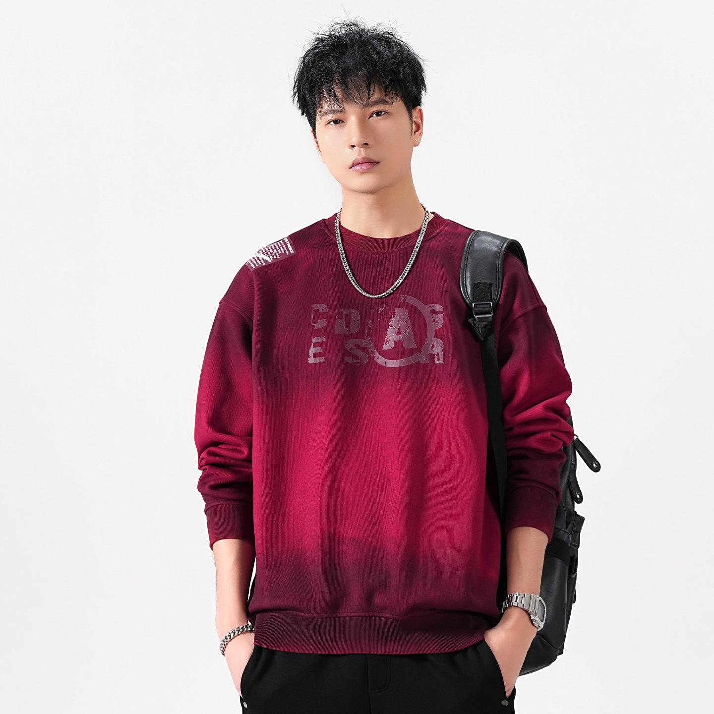 

Men s Retro Washed Gradient Heavyweight Pullover Hoodie - 2025 Autumn/Winter Trend L for 65-75 kg