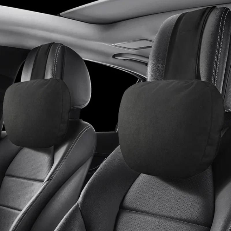 1Pc Suede Car Headrest Neck Support Seat For Maybach Design S Class Soft Universal Adjustable Car Neck Pillow Car Accessories