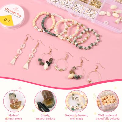 Natural Stone Beads Jewelry Making Kit DIY Bracelet Earrings Handmade Crafts Dreamcatchers Keyrings Decorative Pendants Gifts