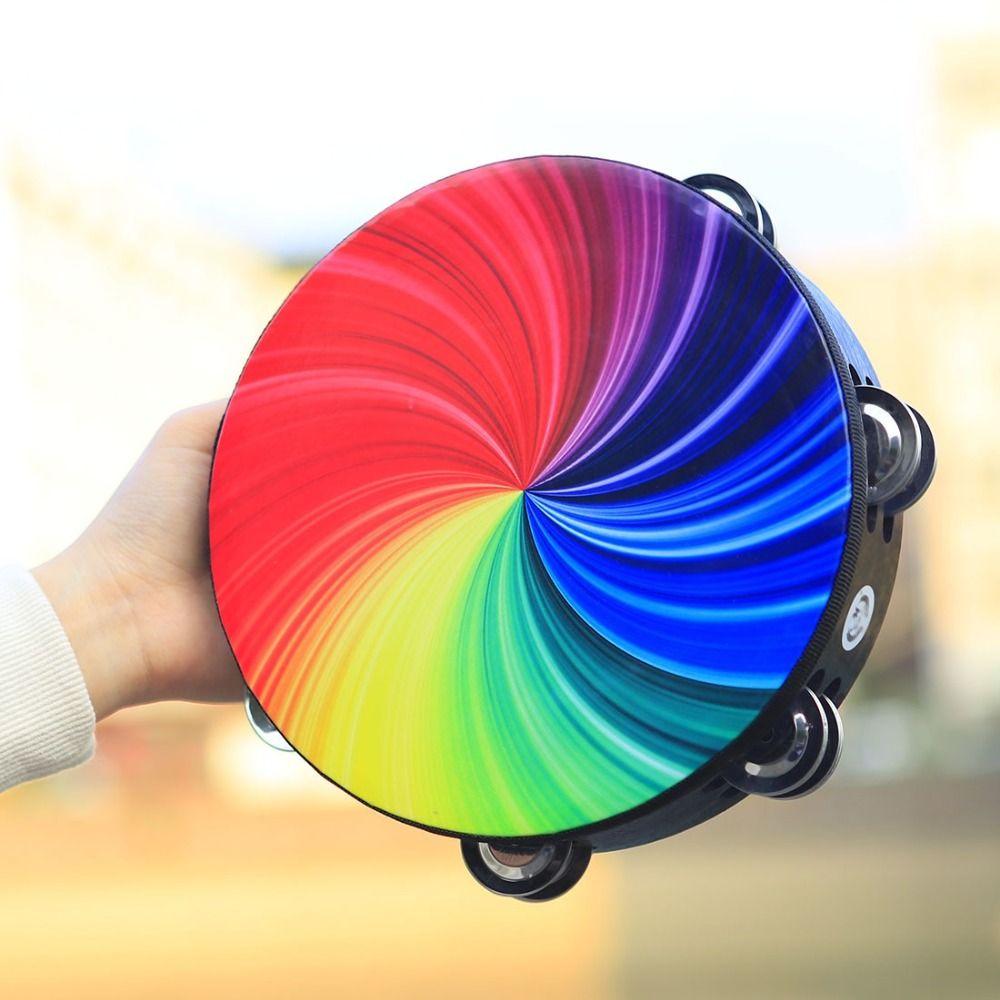Dazzling Colour Hand Drum Double Row Jingles Kids Drum Musical Instrument Toy  Create