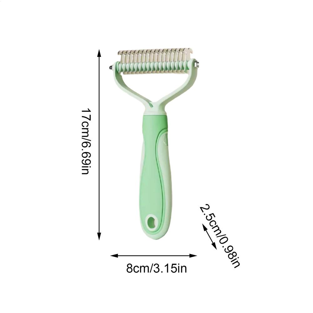 1PC Pet Grooming Cat Hair Removal Comb Dog Hair Removal Brush Double Sided Pet Grooming Brush Removing Tangles Pet Supplies зелёный