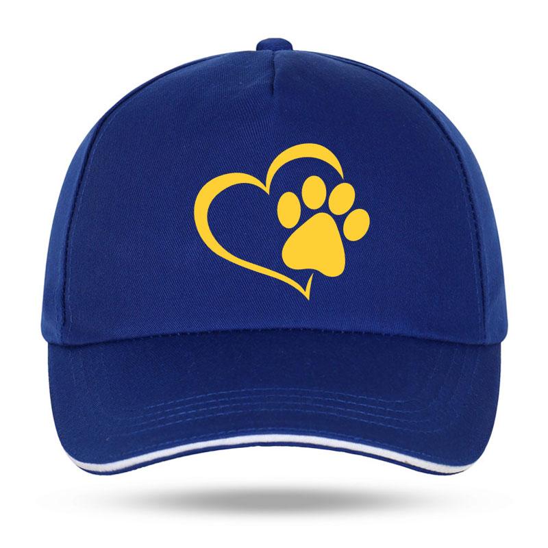 Neue Unisex Damen Mode Niedliche Hundepfote mit Pfirsichherz Baseballkappen für Hip Hop Baumwolle Trucker Cap Bone Papa Hüte