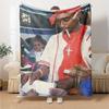 1pc 2PacHip Hop Blanket Soft Lightweight All Season Multi Purpose Throw for Sofa, Bed, Office & Picnics, French Style with Iconic Album Art & Quotes