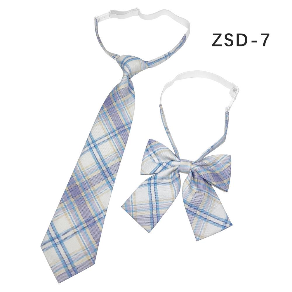 Unisex JK Collar Plaid Bowknot Flower Set - Polyester Cotton Student Uniform Accessory