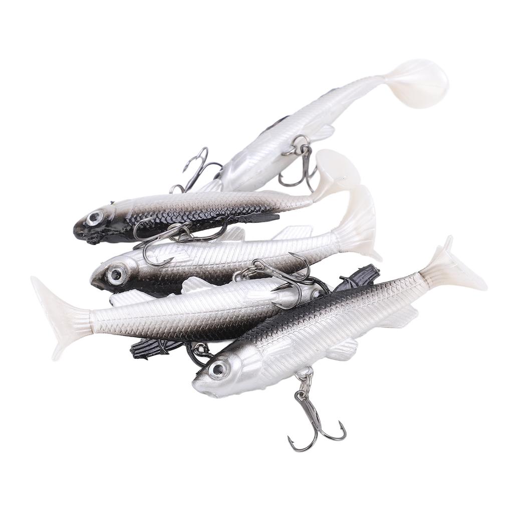 5pcs Soft Body Sinking Swimbait T Tail Soft PVC Bass Lure Trout Bait for Saltwater Freshwater