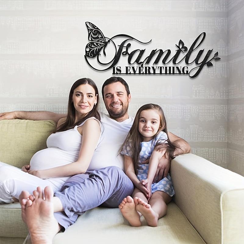 1pc Black Iron Butterfly Family Sign Wall Art, Home Decoration Metal Plaque, Family Is Everything