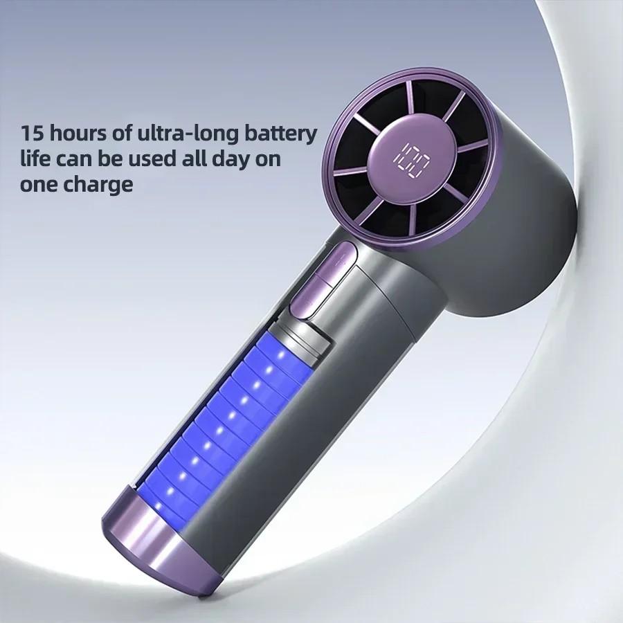 Portable Handheld Fan 1-100 Speeds Adjustable Turbo 3000mAh Battery Fans with LED Display Rechargeable Ice Cooling Personal Fan