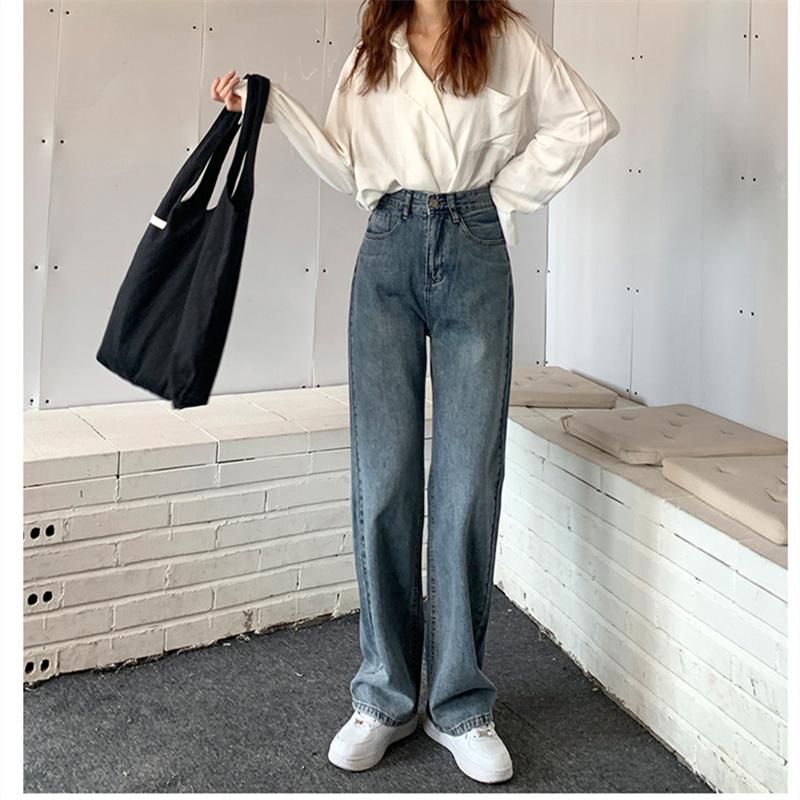 Winter Thick Warm Fleece Straight Jean Pants Vintage Jeans Woman's High Waist 2022 Blue Wide Leg Denim Trouser Baggy Casual
