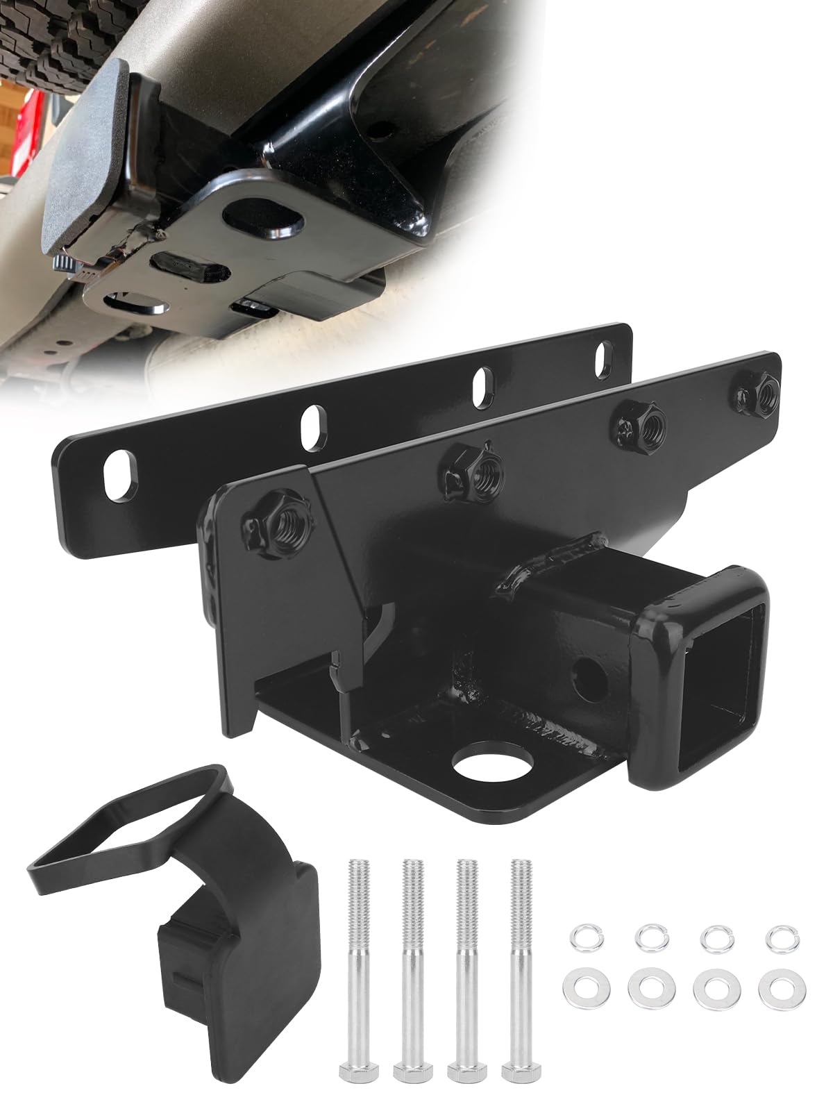 

Largoods Jeep JK Wrangler Rear Tow Receiver Easy Trailer Hitch Hitch Cover Kit for Wranglers Hitch, Square, Installation, 2-Inch Member, & 2007-2018