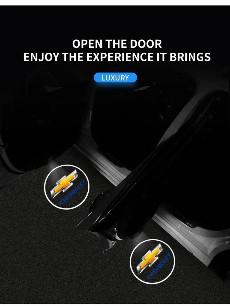 KLNOV1 2PCS Fit For Chevrolet Silverado Impala Malibu Equinox CruzeCamaro LED Car Door Projector Welcome Ghost Shadow Light Accessories