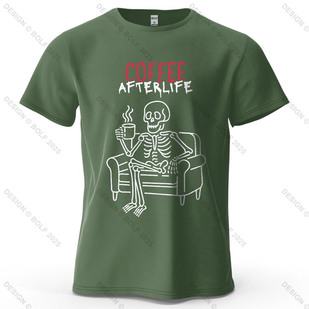 Coffee Afterlife Humorous Printed Men's T-Shirt 100% Cotton Oversized Relaxed Graphic Tees for Women Tops Tees Casual Streetwear