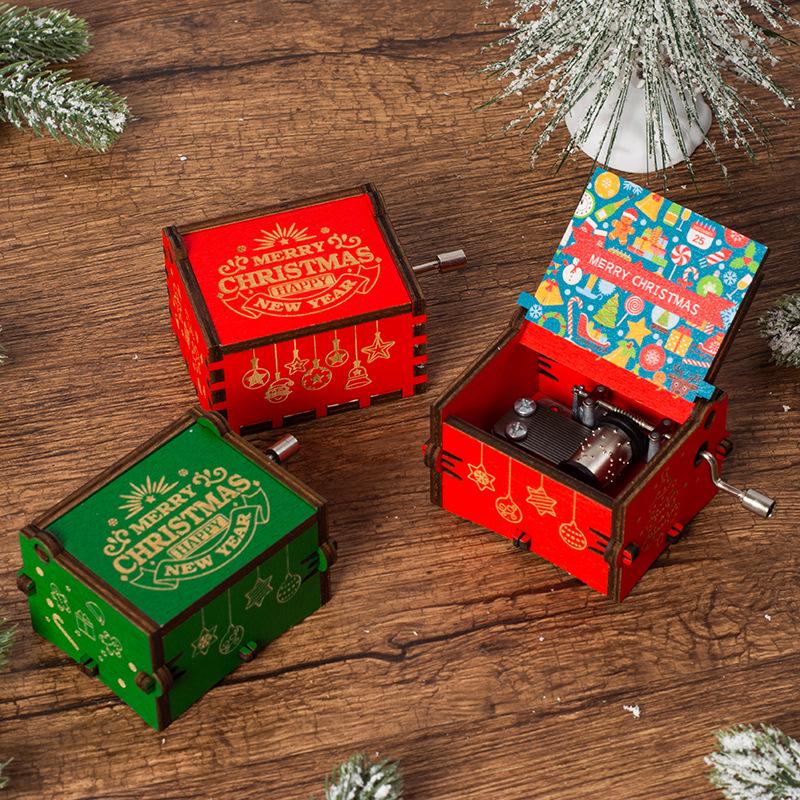 Wooden Hand-Cranked Christmas Music Box Ornament