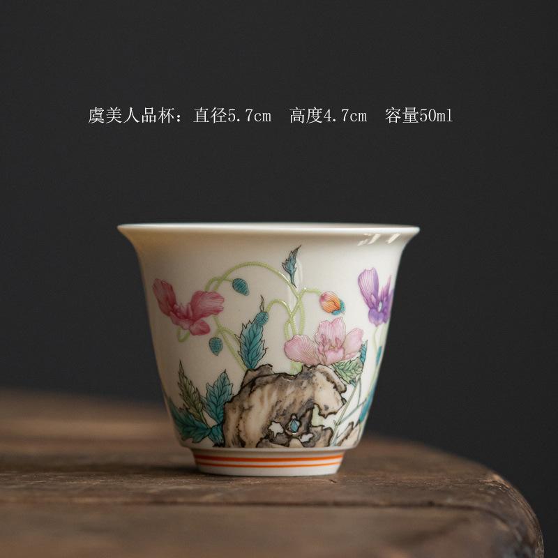 

50ml Chinese Sytle Ceramic Tea Cup Travel Meditation Cup Hand Painted Flower Kung Fu Small Tea Cup Tea Set Accessories New