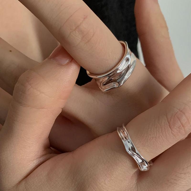 Punk Adjustable Open Ring for Women Men Geometric Irregular Personality Temperament Rock Metal Y2K Accessories Jewelry Gifts