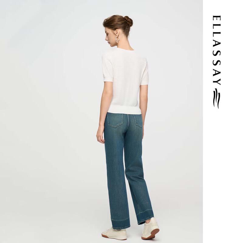 ELLASSAY Women's Mulberry Silk Round Neck Knit Top