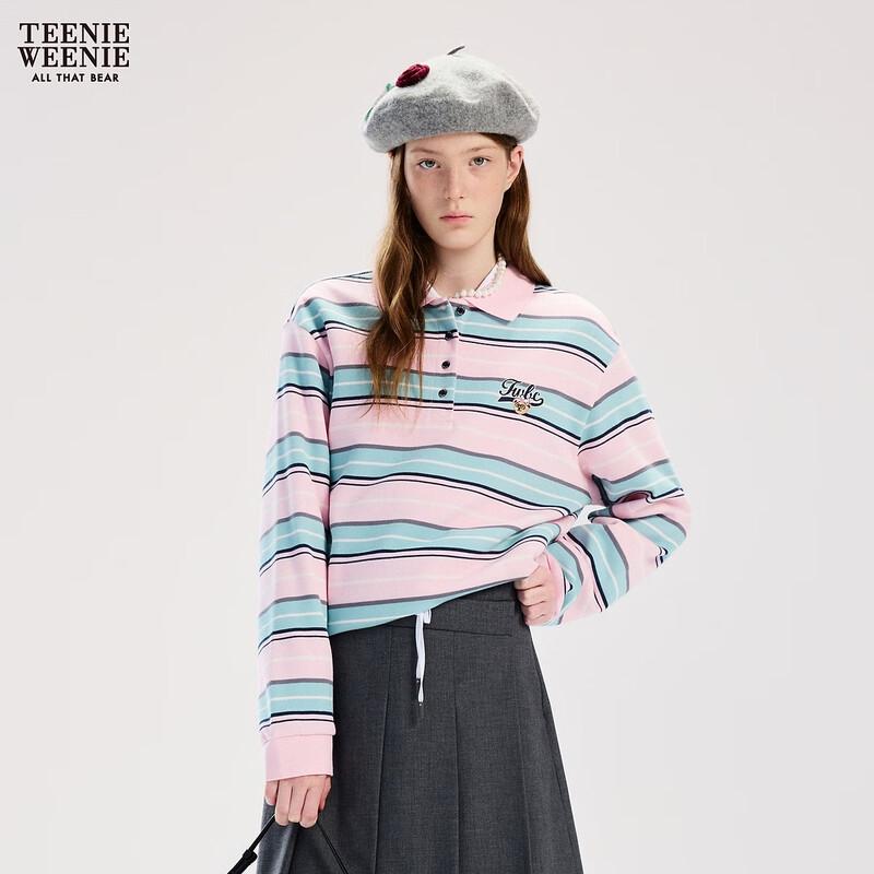 Teenie Weenie Women s Striped Polo T-Shirt with Bear Lettering XS