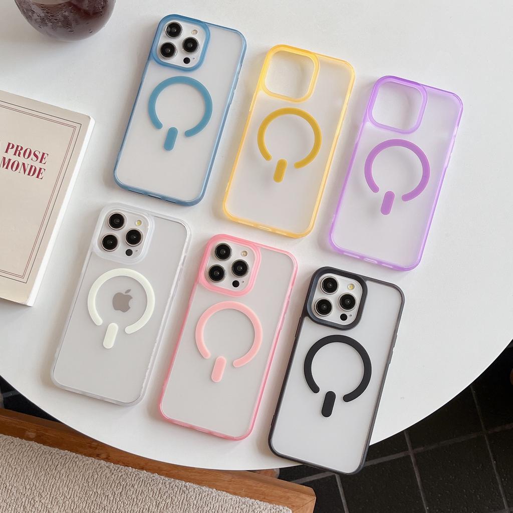 Simple transparent matte magnetic case, suitable for iPhone16Pro max mobile phone case, Apple 17 new 14/15 tide