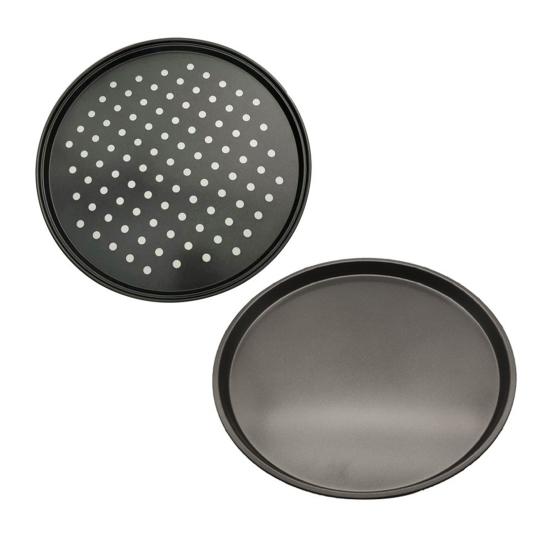 4Pcs Non-Stick Pizza Pan with Perforated Holes Heavy-Duty Round Barbecue Grill Pan Heat-Resistant Multipurpose Baking Tray for Bread Roasting Grilling