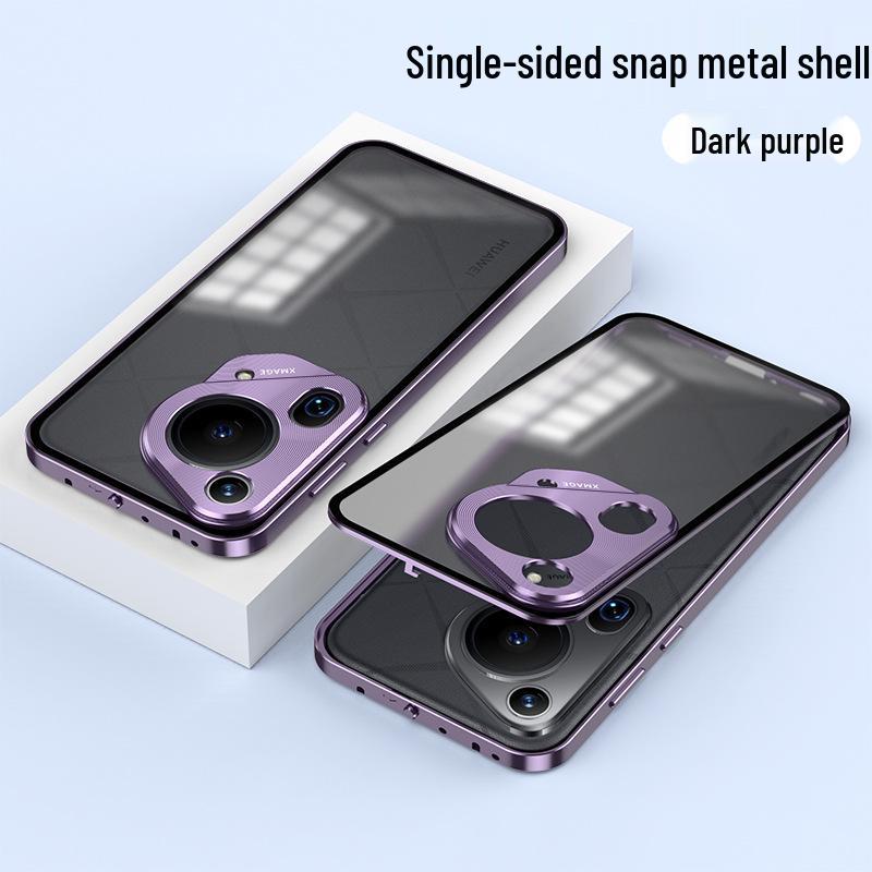 Huawei Pura70 Pro Metal Frame Frosted Snap-Button P60 Back Panel Phone Case for P80 Ultra