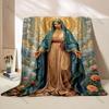 1PC Virgin Mary with Floral Halo Print Blanket Warm Soft Fluffy Kids and Adult Sofa Bed Throw Blanket Outdoor Travel Camping RV