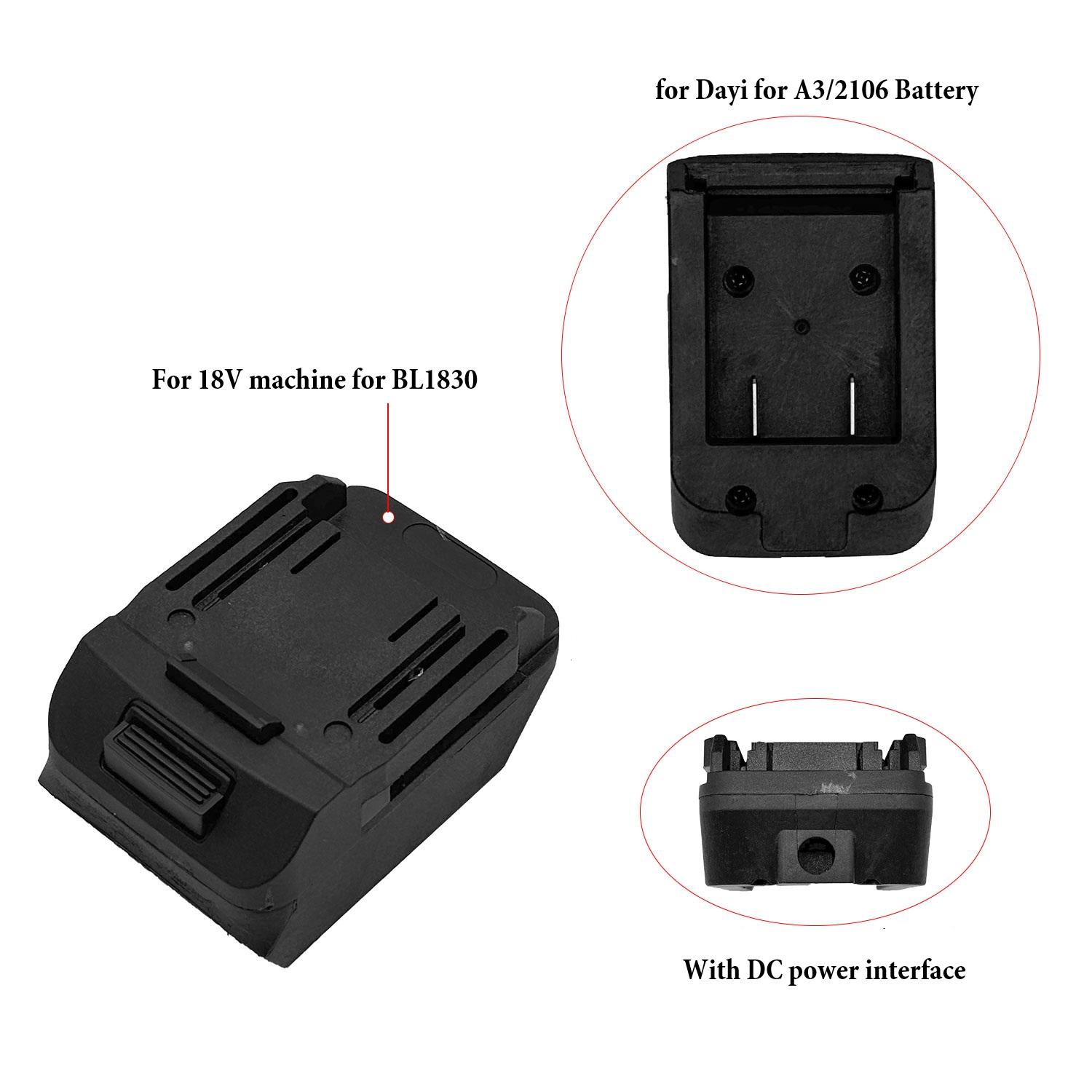 Battery Adapter 18V Battery Adapter Cable Connector For Dayi FOR A3/2106 Machine To For BL1830 BL1840 Battery Converter Black