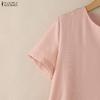 ZANZEA Women Casual V-Neck Solid Color Loose Short Sleeve Dress