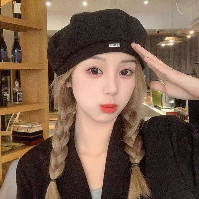 Beret Women Autumn And Winter Japanese Style Large Head Circumference Ins Network Celebrity Face Small Octagonal Painter Hat