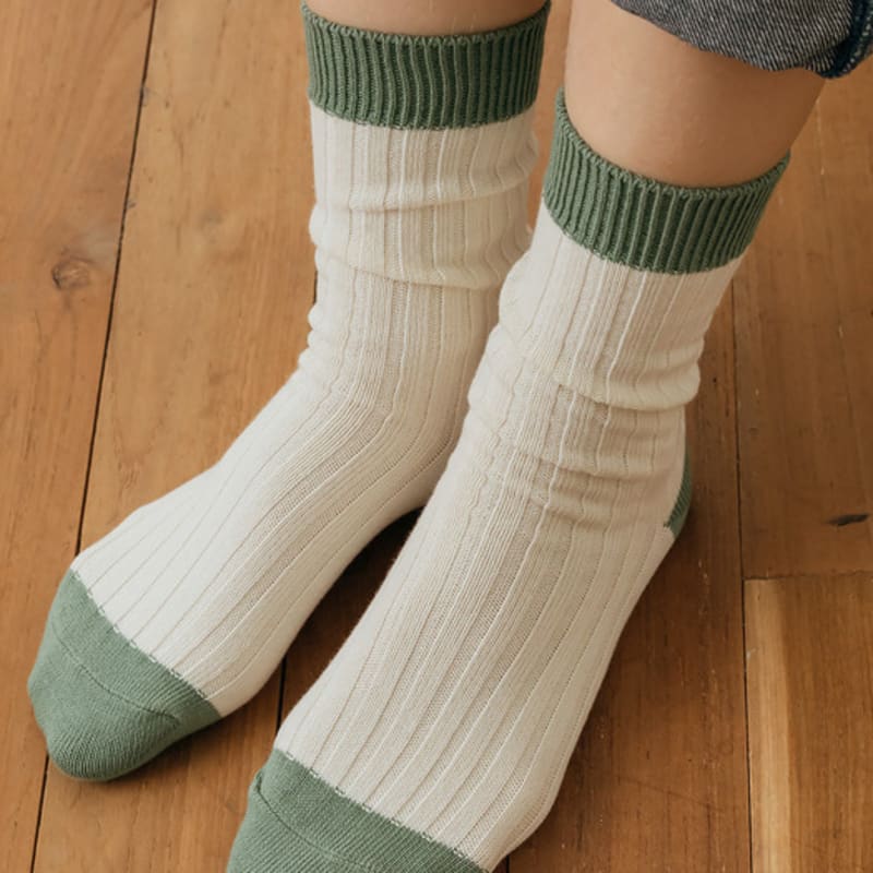 biarritz socks [3SET] Tenten color blocking ribbed socks 6 colors