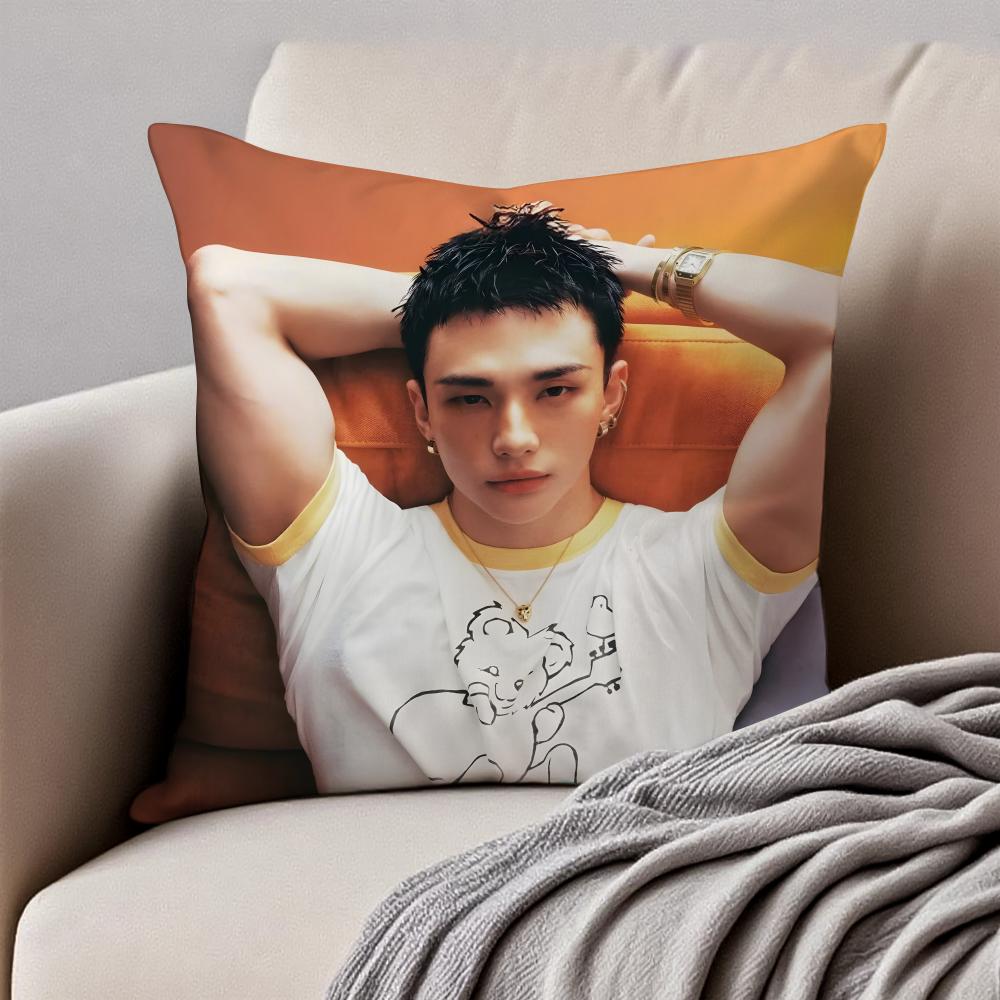 Handsome Kpop Idol HHwang HyunJin Cushion Cover Pillowcase Antidustmite Invisible Zipper Short Plush Sofa Cushion