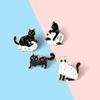 Stylish Black Ghost Cat Brooch With Gold Inlay Perfect For Halloween Costume Accessories