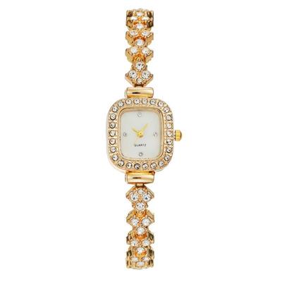 Popular Women's Fashion Watch with Mother-of-Pearl Rhinestone Dial and Bracelet - Elegant Casual Square Quartz Watch