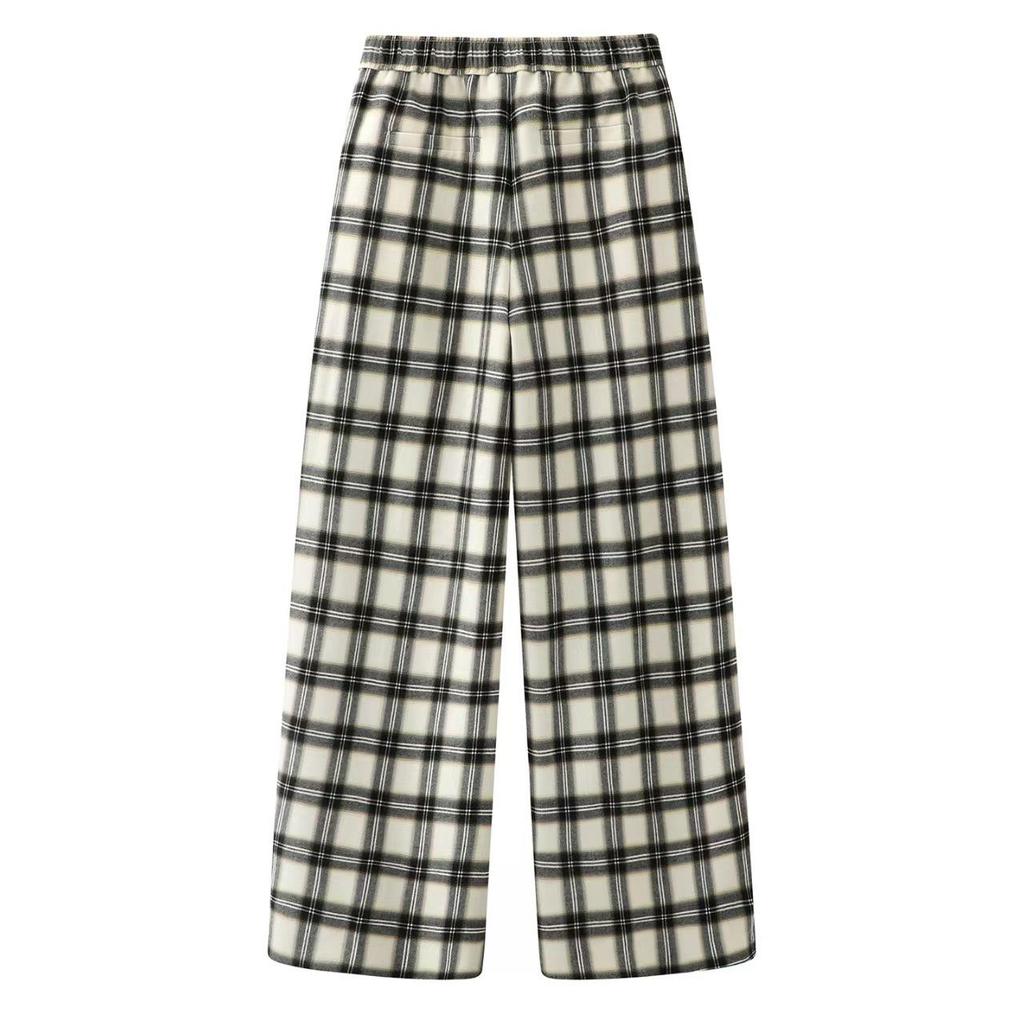 In-Stock 2025 Winter Slimming Welsh Plaid High-Waisted Drawstring Casual Pants