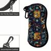 Geometric Stained Glass Pattern Sunglasses Case, Artistic Floral Print Eyewear Protective Pouch, Soft Portable Glasses Storage Holder for Travel Daily