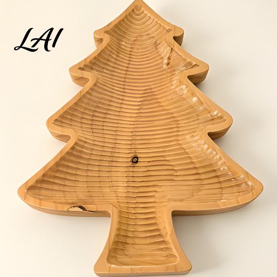 Wooden Snack Tray for Home Christmas Tree Serving Tray Candy Nut Dish Xmas Tree‑Shaped Storage Creative Organizer Guests Plate Decorative
