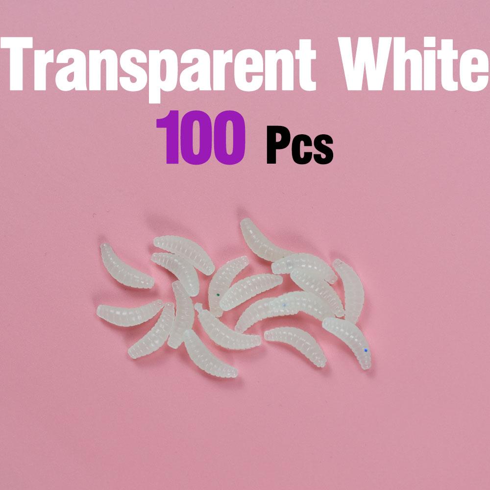 100Pcs Bass Fishing Worms Lures,Silicone Soft Maggot Baits Bread Worm Fishing Lure 5 Colors