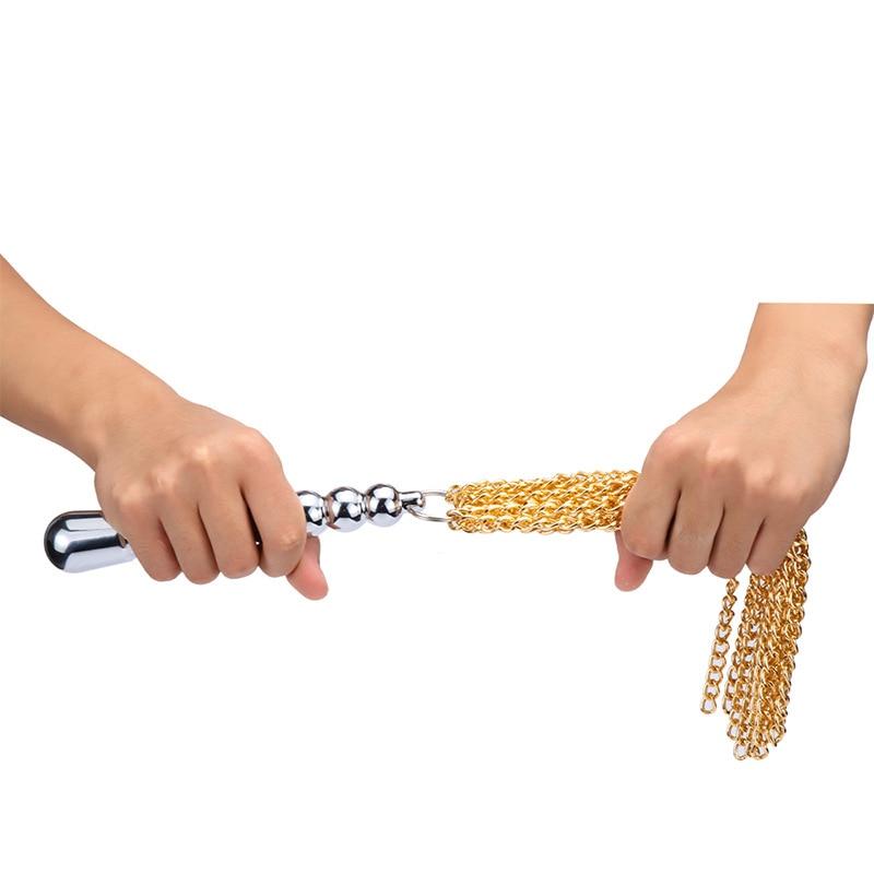 Gold Chain Flogger Metal Anal Plug  Impact Play Spanking Whip Floggers
